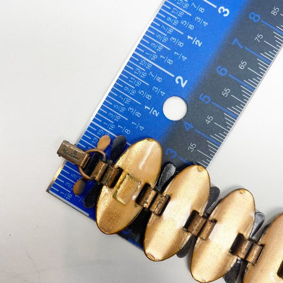 521 Vintage Matisse green enameled copper bracelet - Picture 5 of 7